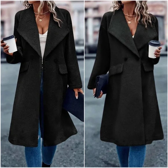 Cozy Wide Collar Teddy Oversized Jacket Coat - Picture 6 of 8